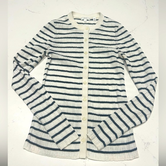 A.L.C. Black and White Striped Fisher Cardigan - Picture 3 of 4